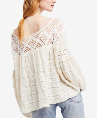 Free People Someday Crochet Statement-Sleeve Sweater - Sweaters
