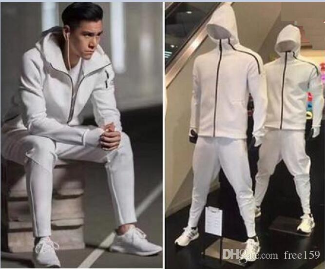 Z.N.E Hoody Men'S Sports Suits Black White Tracksuits Hooded Jacket