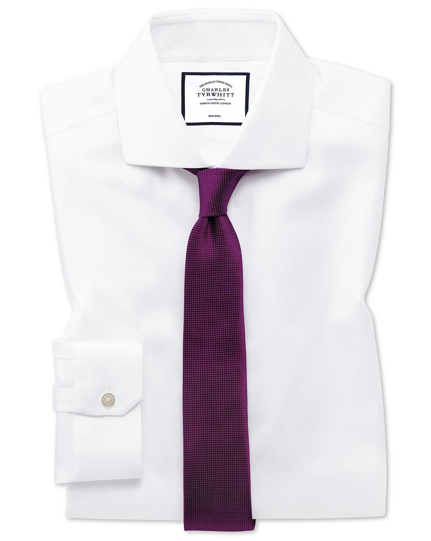 Super slim fit non-iron white Oxford stretch shirt | Charles Tyrwhitt