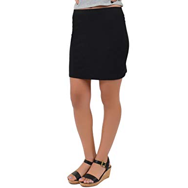 Stretch is Comfort Women's Cotton Stretch Fabric Basic Mini Skirt at