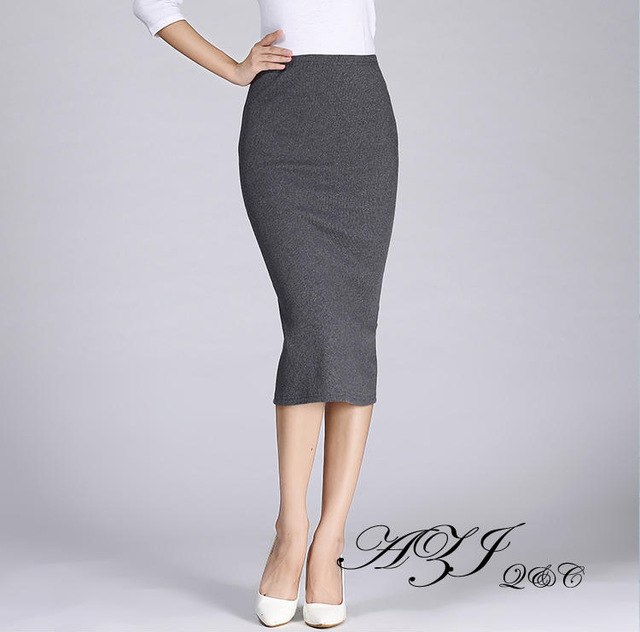 Summer Skirts Women Sexy Long Pencil Office Solid stretch Skirt