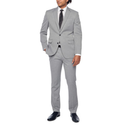 JF J. Ferrar Light Gray Texture Slim Fit Stretch Suit Separates