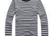Fashion Sea striped T Shirts Men O Neck Long Sleeve Cotton Mens T