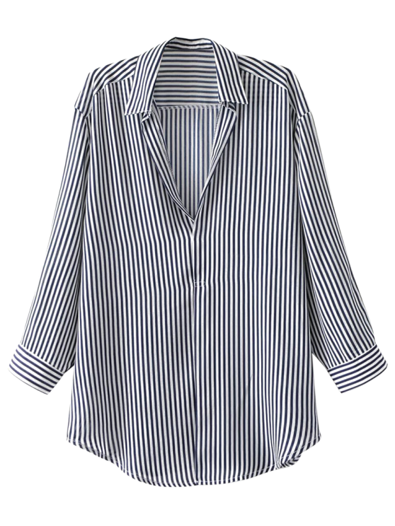 55% OFF] 2019 Pullover Oversized Striped Blouse In STRIPE S | ZAFUL