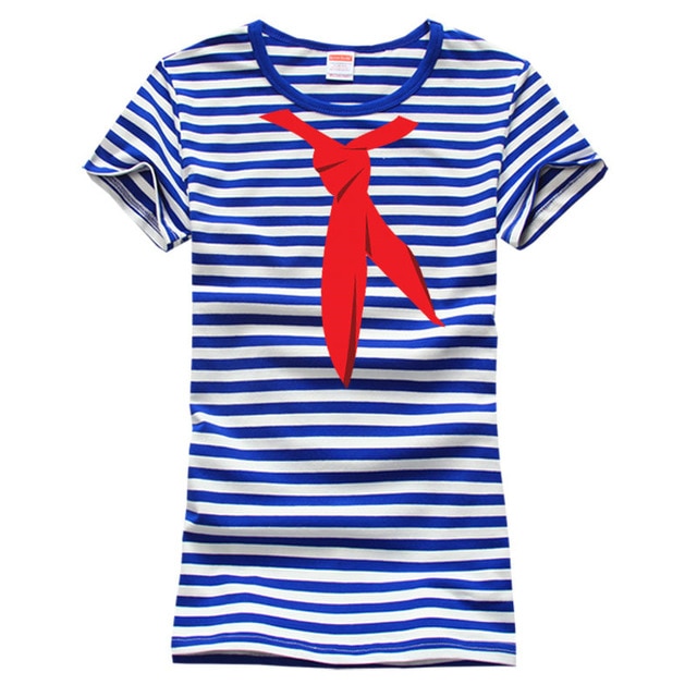 Blue White Stripes Sea Striped Shirt Onlykiss T shirt Vintage Red