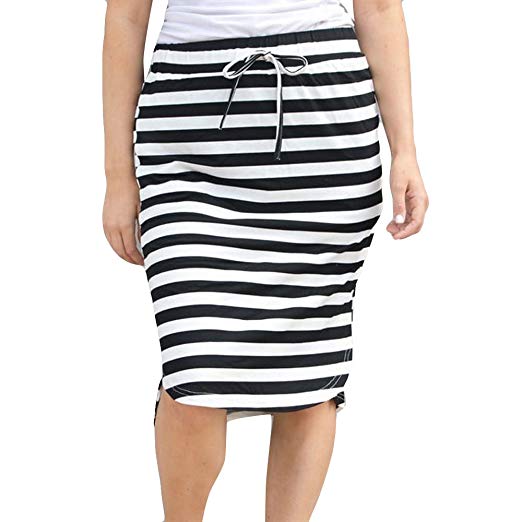 Stripe Short Skirt for Women Knee Length Casual Striped Skirts
