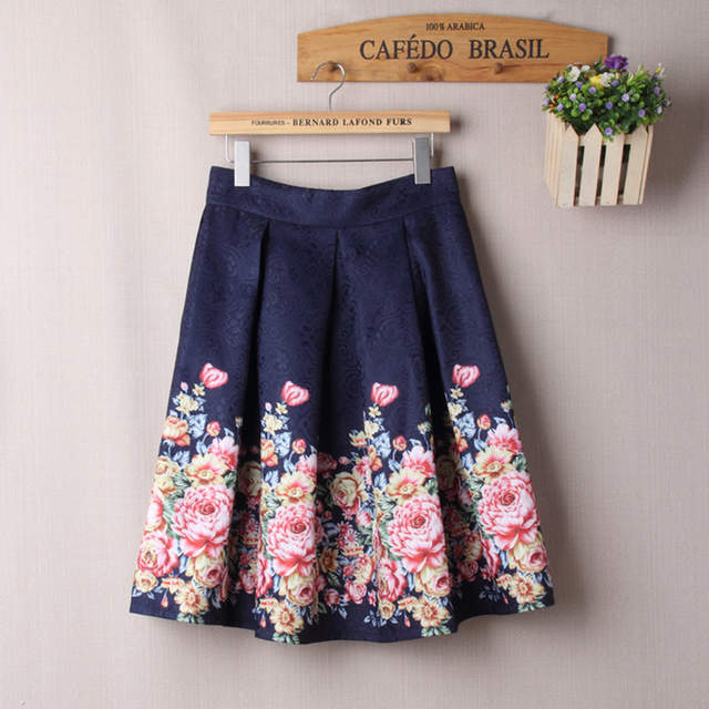 Online Shop Summer Skirts Women Midi High Waist Floral Skirt Ball