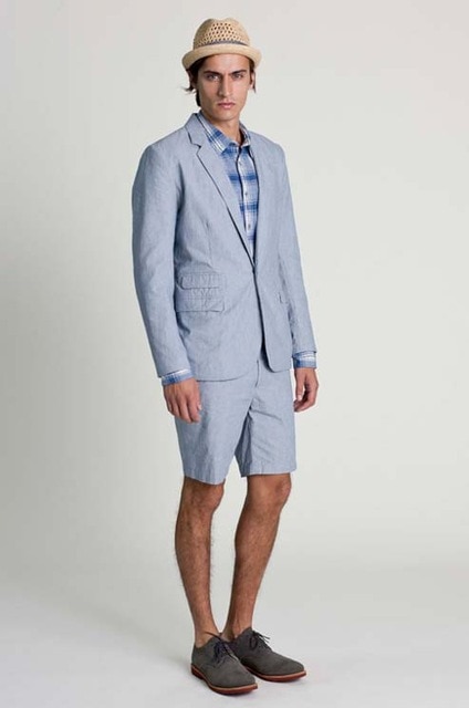 2018 Latest Coat Pant Designs Light Blue Casual Summer Suits For Men