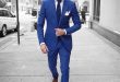 Custom Royal Blue Men Suits 2018 Summer Slim Fit Tuxedo Blazer Prom
