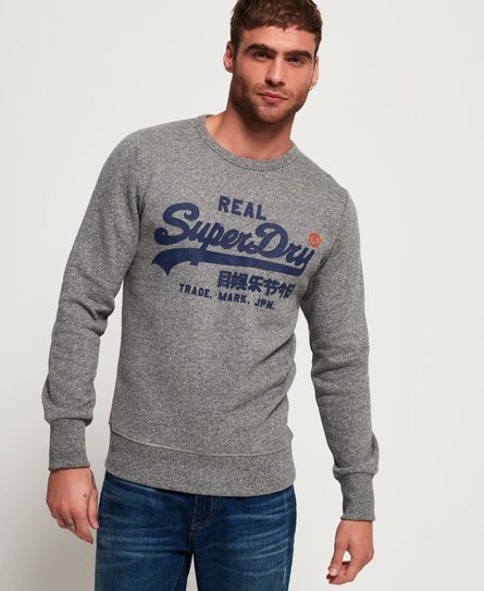 Mens - Vintage Logo Panel Stripe Sweatshirt in Phoenix Grey Grit