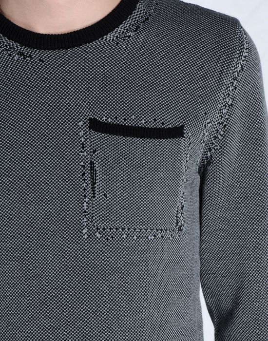Maison Margiela Distressed Cotton Sweater With Breast Pocket