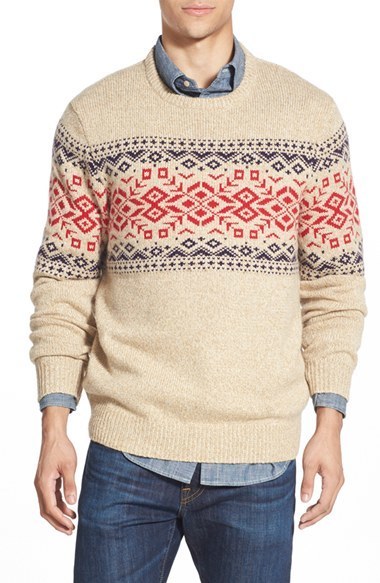 Vineyard Vines Rag Fair Isle Crewneck Sweater With Suede Elbow