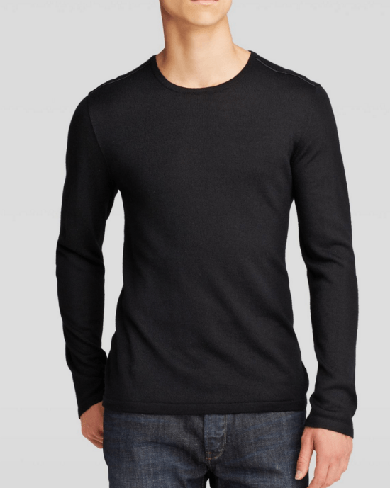 John Varvatos Star USA Crewneck Sweater with Leather Elbow Patches