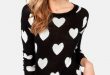 Cute Black Sweater - Heart Print Sweater - Knit Sweater - $47.00