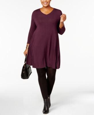 Style & Co Plus Size V-Neck A-Line Swing Dress, Created for Macy's