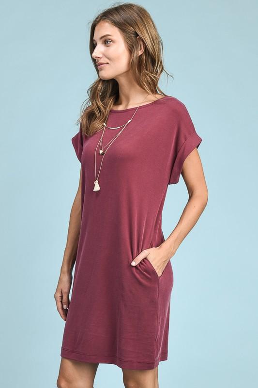 Buy Cuffed Sleeve T-Shirt Dress at ROUTE 32 for only $ 24.99