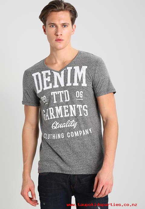 Luxuriant in design Men\'s V-neck TOM TAILOR DENIM Print T-shirt - black