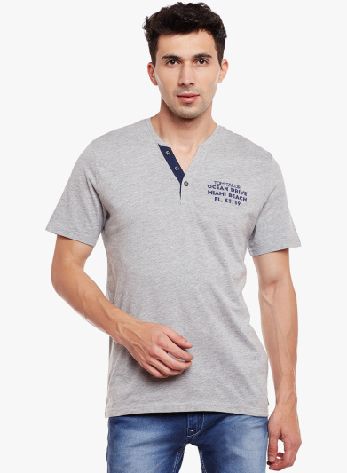 Buy Tom Tailor Grey Solid Henley T-Shirt Online - 2720638 - Jabong