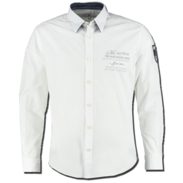 Tom Tailor Long Sleeve Shirt In White | Malaabes Online Shopping