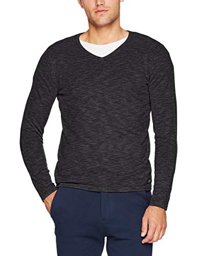 Tom Tailor Men's Basic V-Neck Sweater Jumper, Grey (Cyber Grey 2740