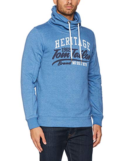 Tom Tailor Men's Basic Sweater with High Collar Sweatshirt, Blue
