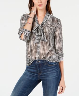 Tommy Hilfiger Tie-Neck Blouse - Tops - Women - Macy's