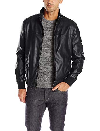 Tommy Hilfiger Men's Smooth Lamb Faux Leather Unfilled Bomber Jacket