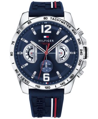 Tommy Hilfiger Men's Navy Silicone Strap Watch 46mm, Created for