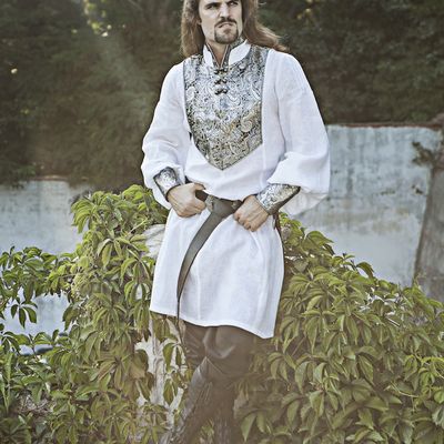 Medieval Wedding Men's Shirt. Available in: black fine linen, white