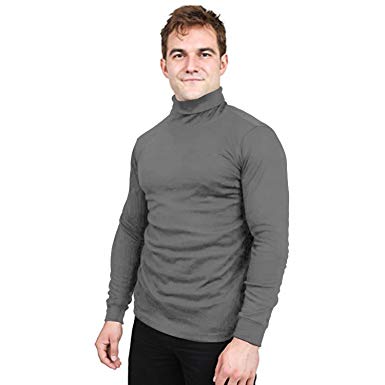 Utopia Wear Premium Cotton Blend Interlock Turtleneck Men T-Shirt at