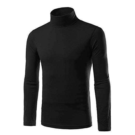 Chen Men Turtleneck Long Sleeves Slim Fit Pullover T-Shirts at
