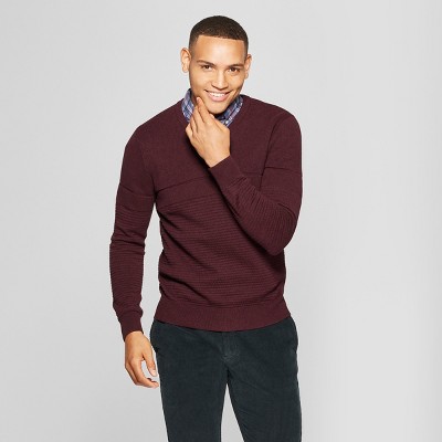 Men's Long Sleeve V-Neck Sweater - Goodfellow & Co™ Burgundy Heather