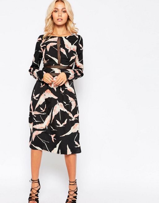 vero moda jackets sale, Vero Moda Midi Dress With Lace Yoke Black