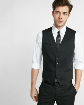 Black Performance Stretch Wool-blend Suit Vest | Express