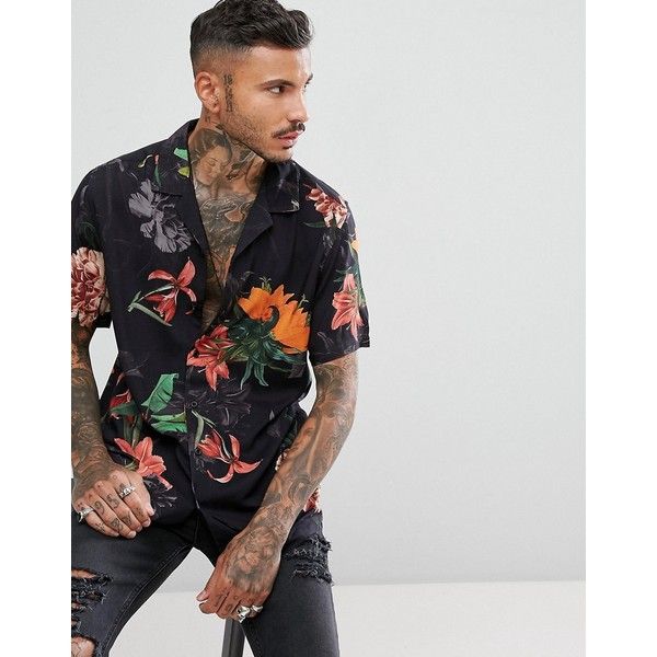 ASOS Regular Fit Viscose Shirt In Floral Print ($39) ❤ liked on