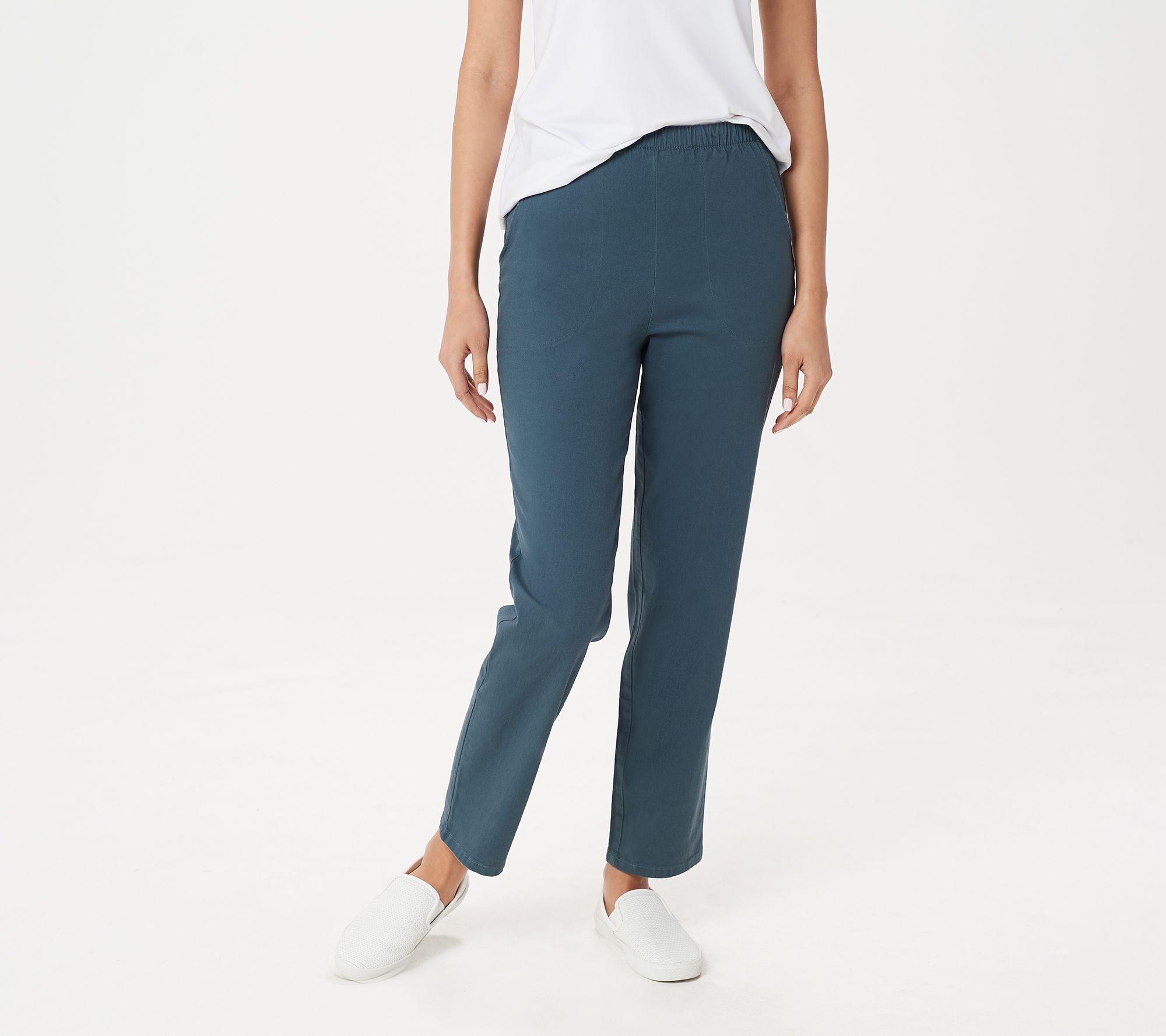 Denim & Co. Original Waist Stretch Regular Pants w/ Side Pockets
