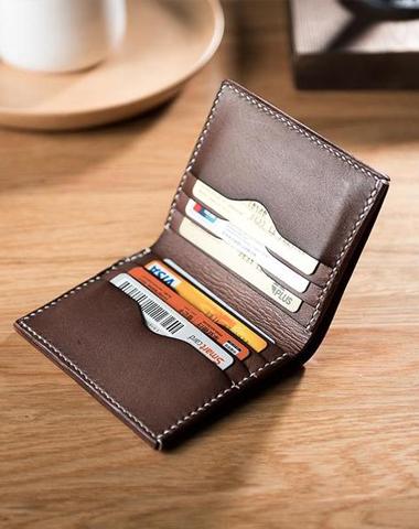 Cool Leather Mens Slim Small Wallets Men Short Bifold Wallet for Men