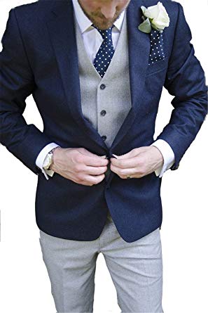 Brightmenyouth Men Suits Slim Fit Wedding Groom Tuxedos Notched