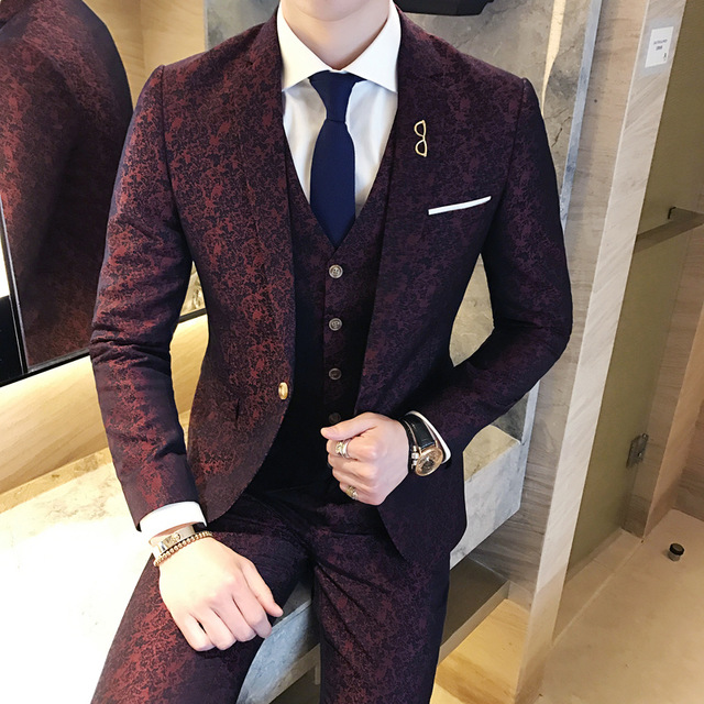 Mens Wedding Suits 2018 Terno Masculino Slim fit 3 Piece Mens Suits