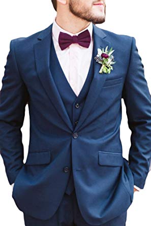 Botong Blue Wedding Suits for Men 3 Pieces Groom Suit Men Suit Blue