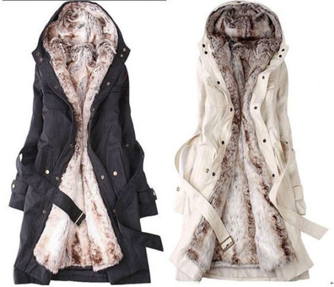 HOT Women Thicken Fleece Faux Fur Warm Winter Coat Hoodies