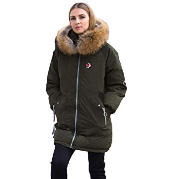 Amazon.com: Female Large Real Raccoon Fur Winter Jacket Women Warm