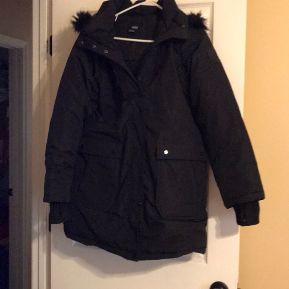 Ana Jackets & Coats | Womens Black Large Winter Coat Hood | Poshmark