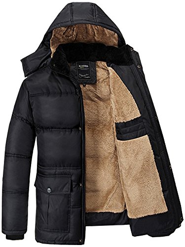 Fashciaga Men's Hooded Faux Fur Lined Quilted Winter Coats Jacket at