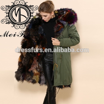 Wholesale Oem Finland Fox Fur Women Winter Coats Real Fur Hooded
