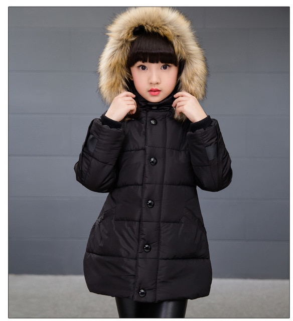 Teenage Girls Winter Coats And Jackets Faux Fur Hooded Long Down