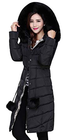 ACE SHOCK Winter Coat Women Plus Size, Faux Fur Hood Cotton Padded