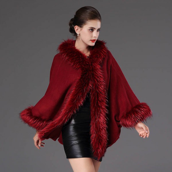 High Quality Autumn Winter Long Knitted Poncho Wool Cashmere Sweater