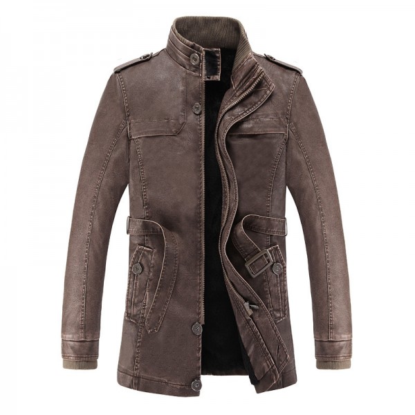 Buy 2018 hot and cold winter jacket PU leather motorcycle male