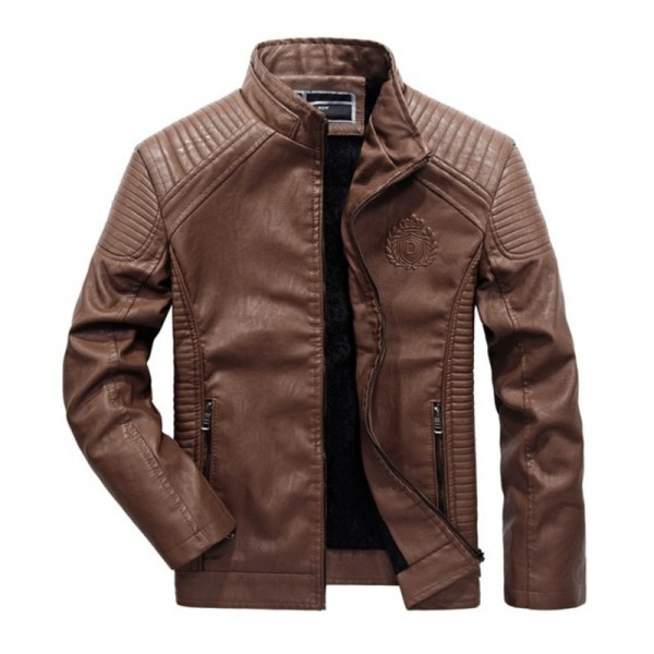Buy Plus Size Men Motorcycle Biker Leather Jacket New Windproof Wool